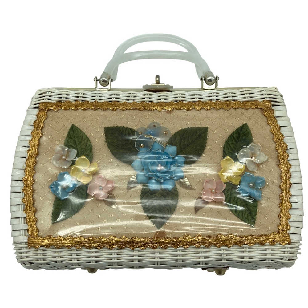 Vintage Princess Charming by Atlas Wicker Basket Lucite Handbag